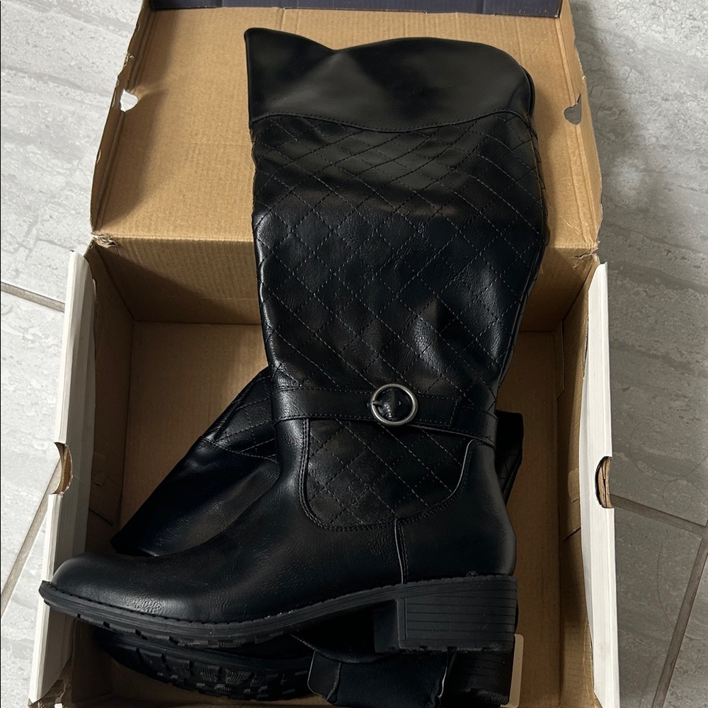 St. John's Bay Black Quilted Over the Knee Boots